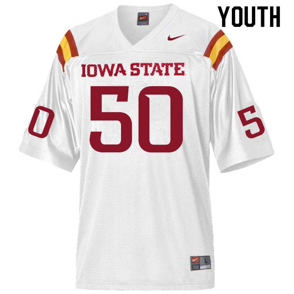 Youth #50 Logan Otting Iowa State Cyclones College Football Jerseys Sale-White